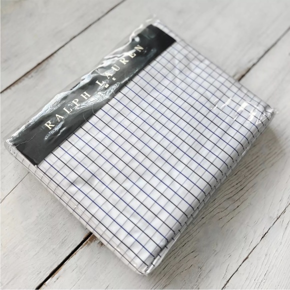 Ralph Lauren Tattersall Windowpane Check KING Fitted Sheet ITALY Black Navy NEW - Picture 5 of 8